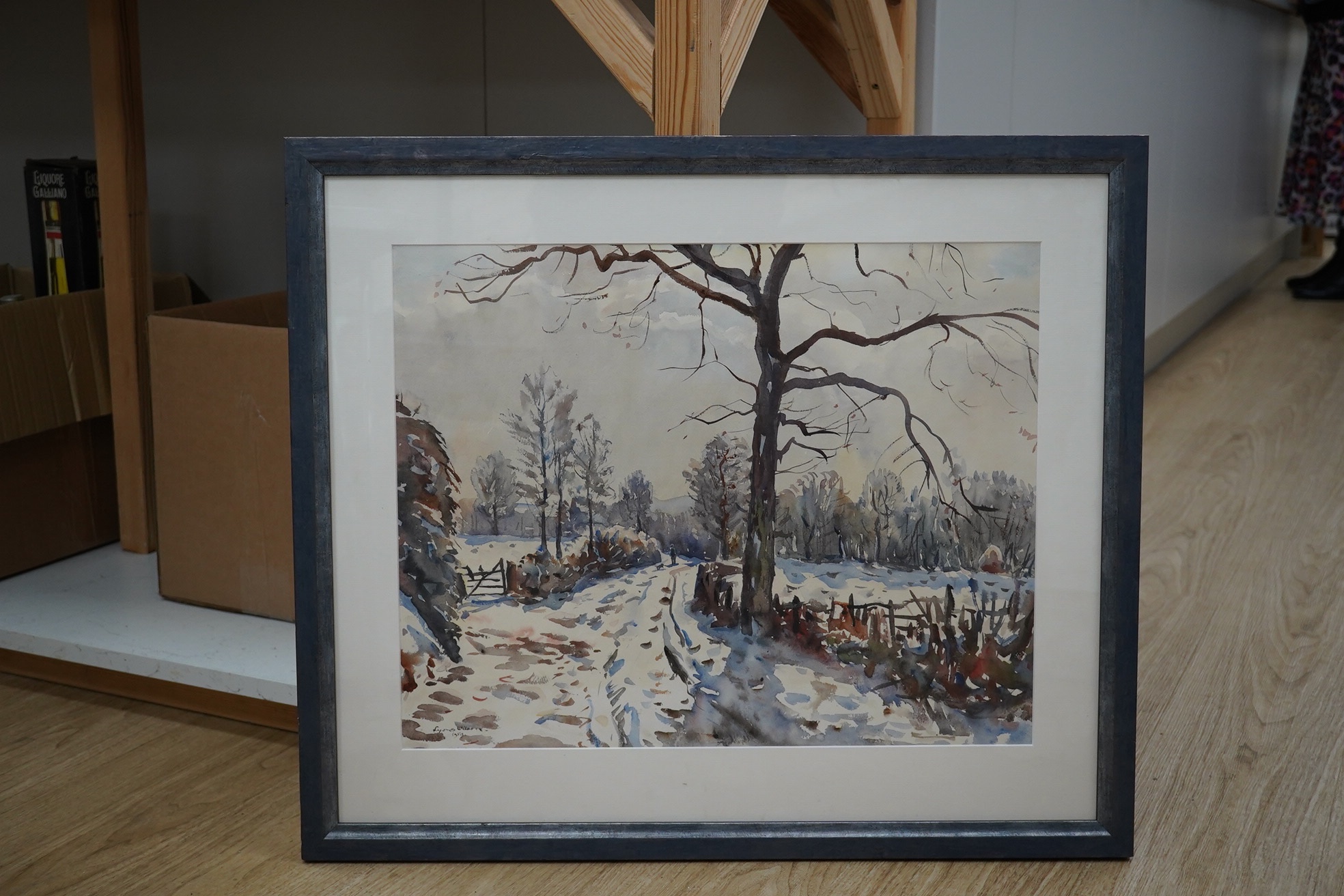 William Lyons Wilson (1892-1981), watercolour, Rural landscape with figure, signed and dated 1959, 42 x 53cm. Condition - fair to good